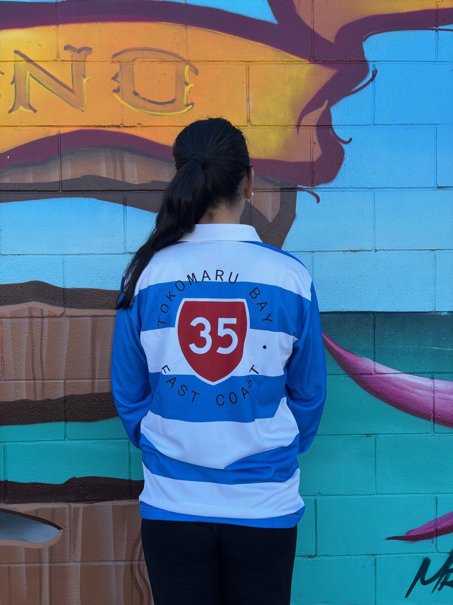35 RUGBY JERSEY BLUE/WHITE TOKOMARU BAY