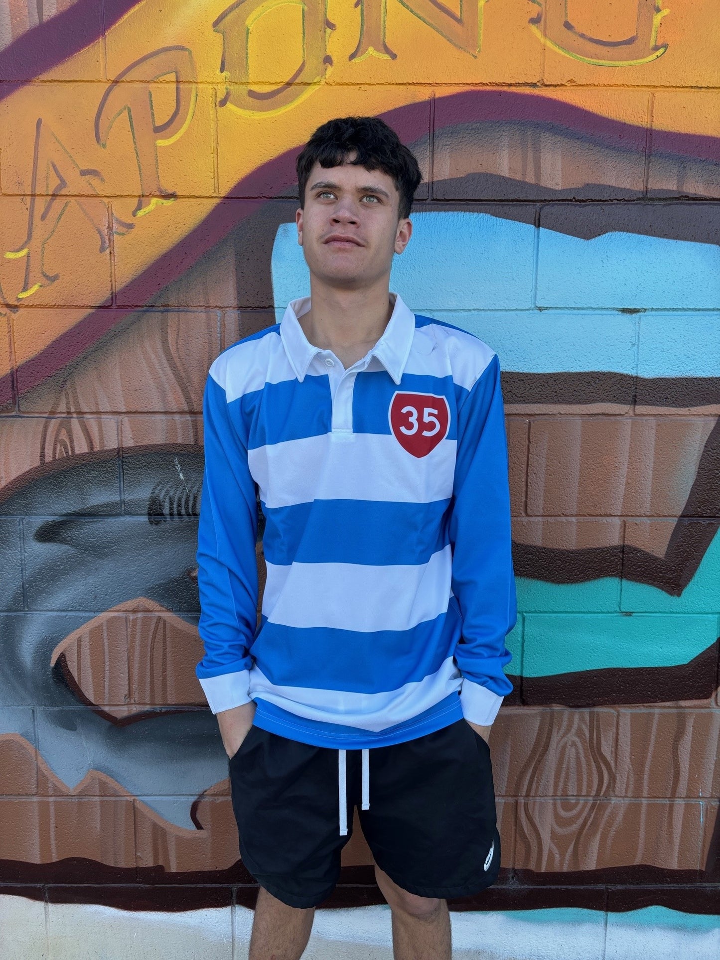 35 RUGBY JERSEY BLUE/WHITE TOKOMARU BAY