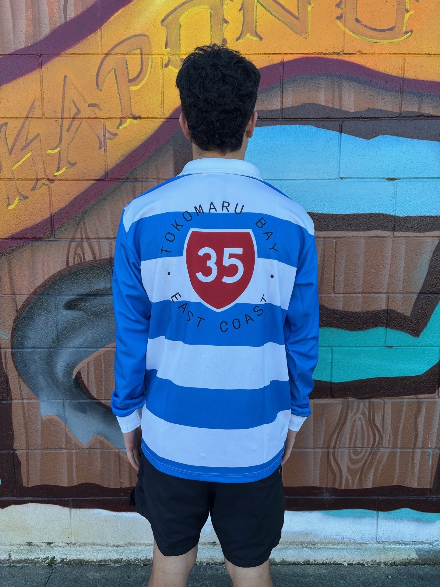 35 RUGBY JERSEY BLUE/WHITE TOKOMARU BAY